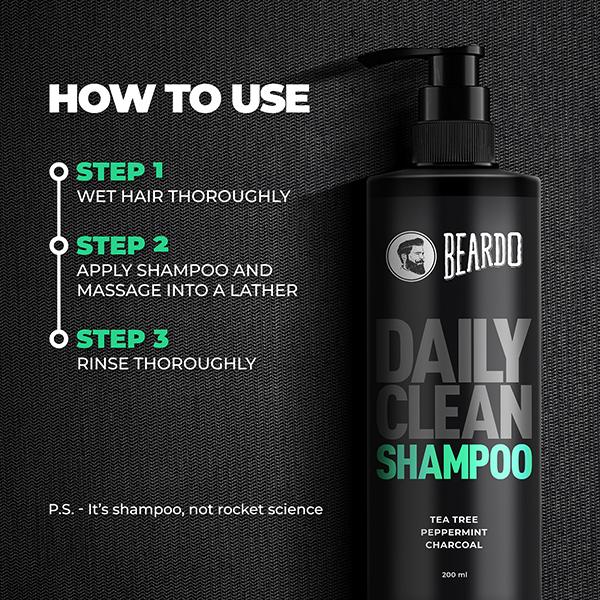 Beardo Deep Clean Shampoo With Tea Tree, Peppermint, And Charcoal 200 ml - Shampoos
