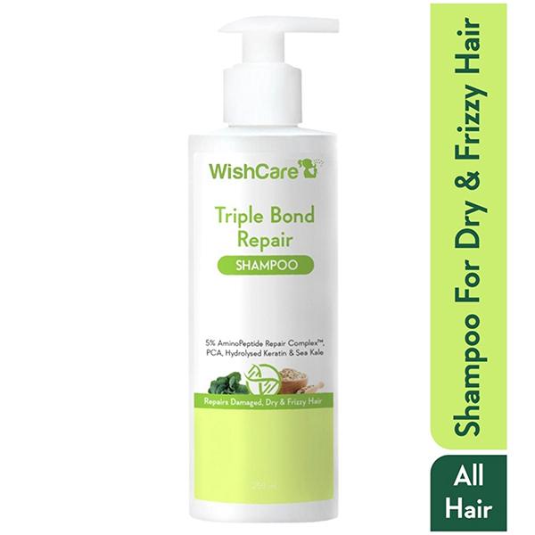 Netmeds | Wishcare Triple Bond Repair Shampoo - 5% Aminopeptide Complex and PCA - Repairs Damaged and Frizzy Hair 250 ml