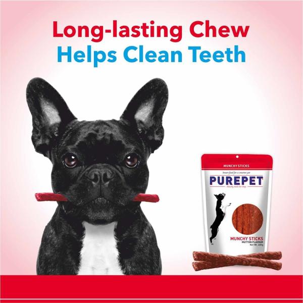 Purepet Munchy Sticks, Mutton Flavour, Dog Treats 400 g - Petfood