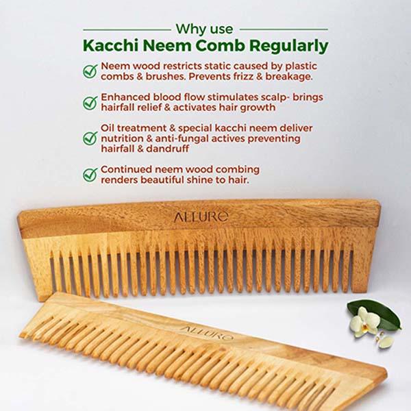 Allure Wooden Neem Comb (CD-01) 2's - Hair Combs