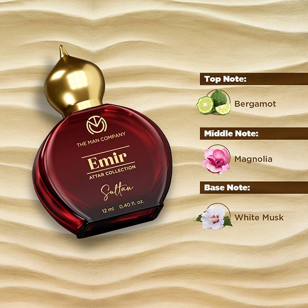 The Man Company 100% Alcohol-Free Attar Perfume for Men Sultan Emir Collection 12 ml - Men Perfumes (Edt/Edp)