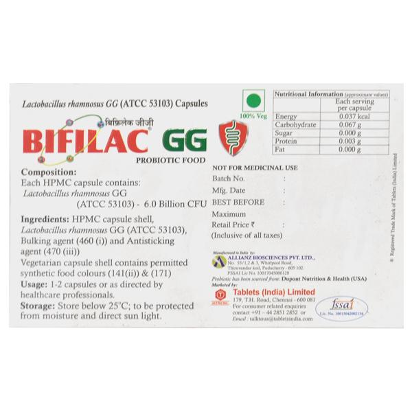 BIFILAC GG Sugar free & Gluten free Capsule 10's - Supplements-Sup