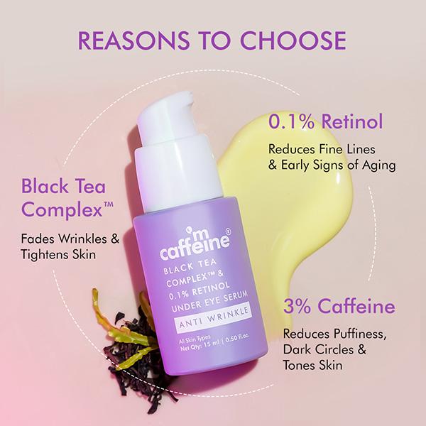 Mcaffeine 3% Caffeine and 0.1% Retinol Anti-Ageing Under Eye Serum, Reduces Wrinkles and Fine Lines 15 ml - Under Eye Creams & Serums