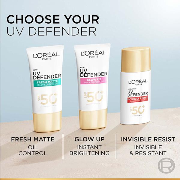L'Oreal Paris New UV Defender Serum Protector SPF 50+ PA++++, LONG UVA Matte and Fresh with Airlicium 50ml - Face Sunscreen
