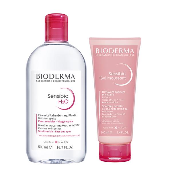 Netmeds | Bioderma Combo (Sensibio H2O Micellar Water Makeup Remover 500 ml + Sensibio Gel Moussant Soothing Micellar Cleansing Foaming Gel 100 ml)