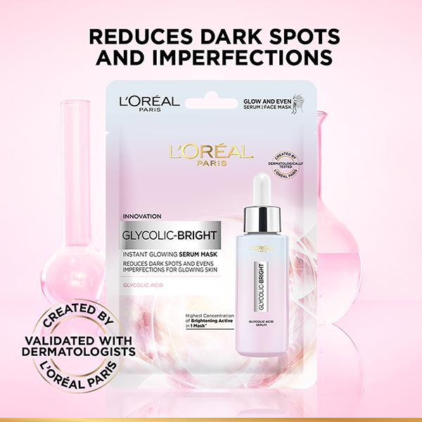 L'Oreal Paris Glycolic Bright Glowing Serum Sheet Mask 22 gm - Sheet Masks