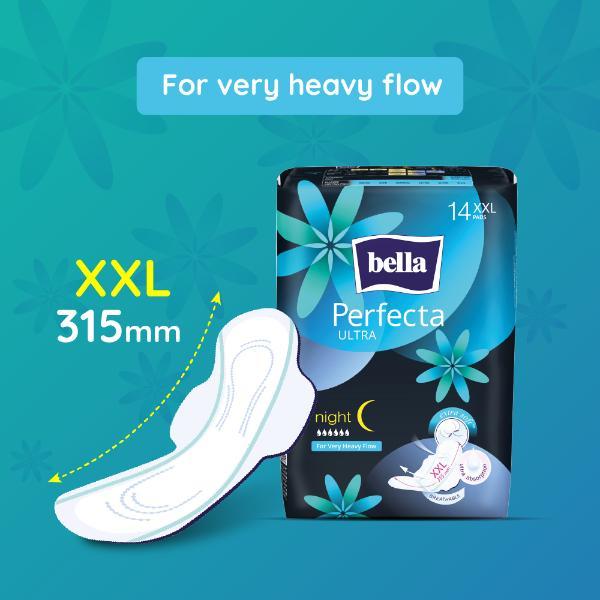 Bella Perfecta Ultra Night Sanitary Napkins Covered with Extra Soft 14's (XXL) - Sanitary Napkins