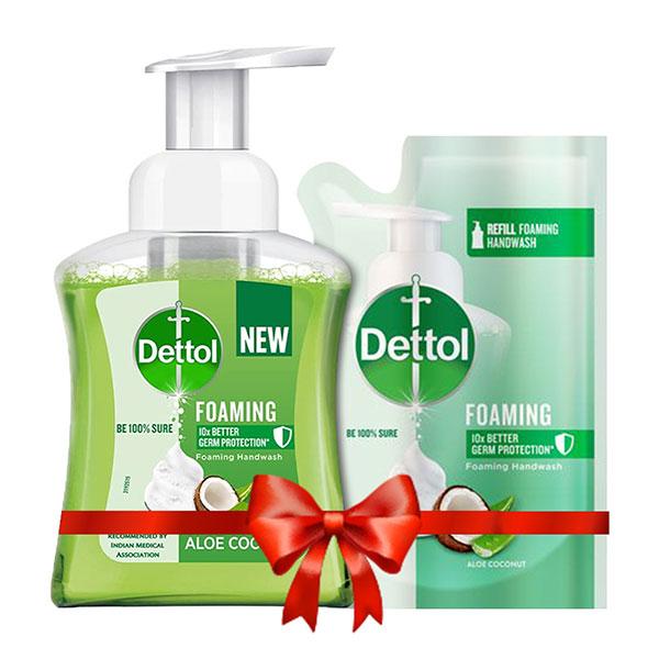 Netmeds | Dettol Foaming Handwash Combo - Aloe Coconut (Pump 250 ml + Refill 200 ml)