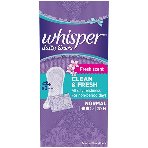 Whisper Clean and Fresh Daily Liners - 20 Count 1's