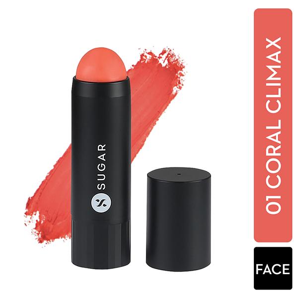 SUGAR Cosmetics Face Fwd Blush Stick - 01 Coral Climax (Bright Coral) 7 gm