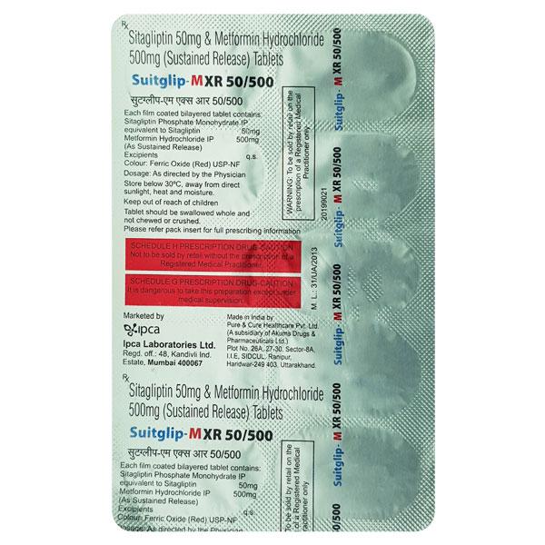 SUITGLIP M XR 50/500 Tablet 10's - Diabetes-Ant