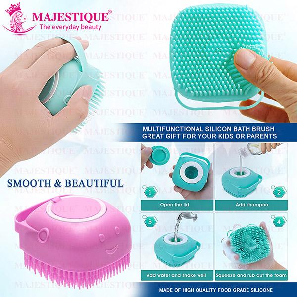 Majestique Bath Silicone Shower Scrubber, Suitable for All Skin Silicone Loofah - Multicolor 1's - Others