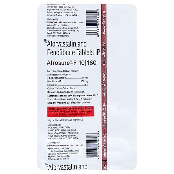 ATROSURE F 10/160 Tablet 10's - High Cholesterol-Dys