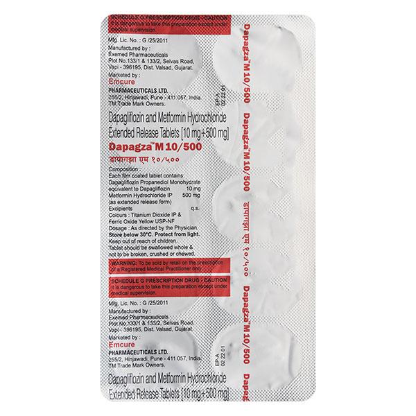 DAPAGZA M 10/500 Tablet 10's - Diabetes-Ant