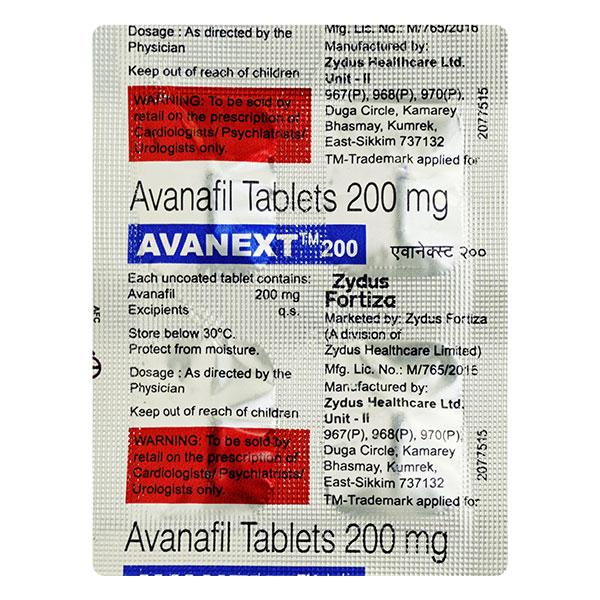 AVANEXT 200 Tablet 4's - Impotence/Erectile Dysfunction (Ed)