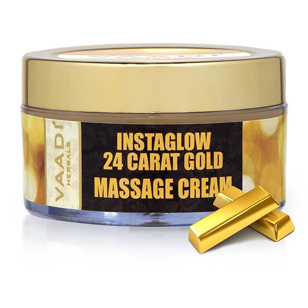 24 Carat Gold Massage Cream - Kokum Butter & Wheatgerm Oil 50 gm - Creams/Oils/Lotions