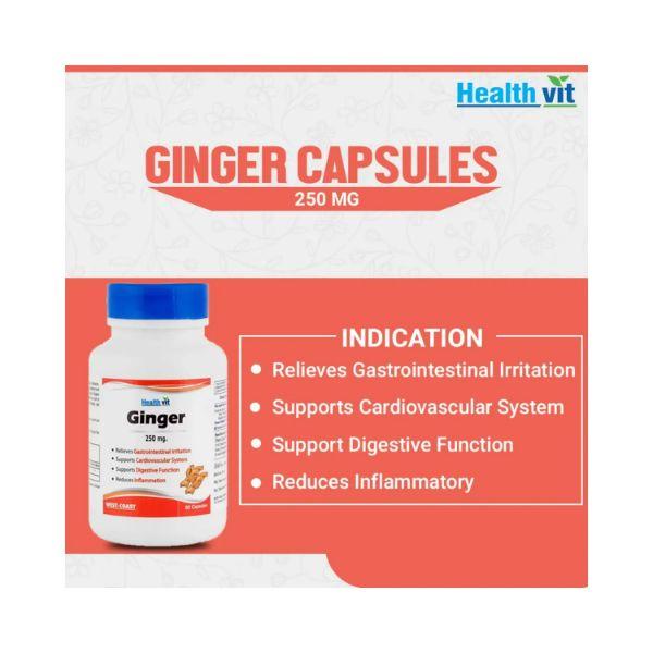 Healthvit Ginger powder 250 mg-Capsules 60's - General Health