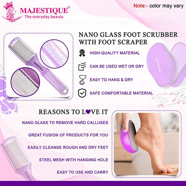 Majestique Glass Foot Scrubber And Foot Scraper, Comfortable Foot Care Tools - Multicolors 2's - Manicure & Pedicure Kits