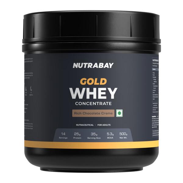 Netmeds | Nutrabay Gold Concentrate Whey Protein - Rich Chocolate Cream 500 gm