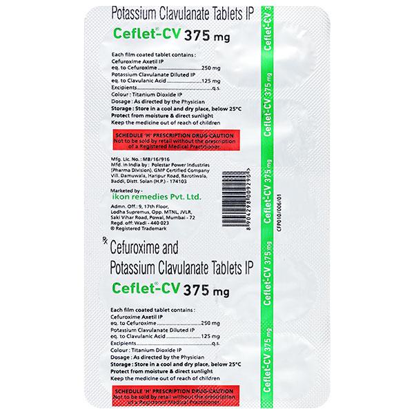 CEFLET CV 375mg Tablet 10's - Bacterial Infections-Cep