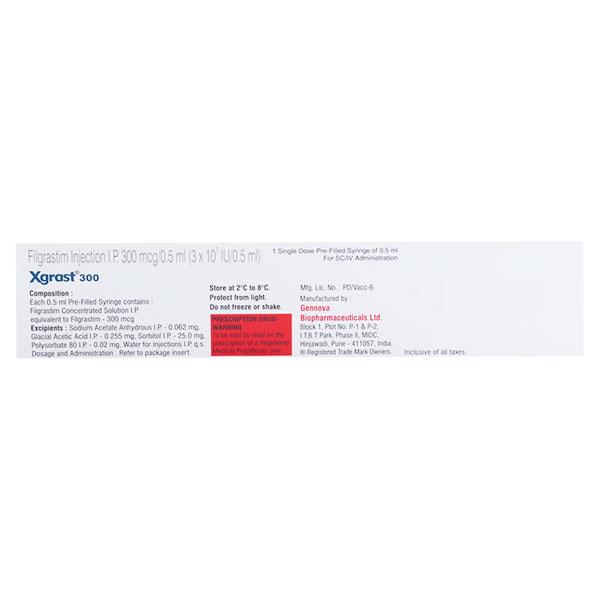Xgrast 300mcg Injection(Pfs) 0.5ml - Cancer Oncology-Sup