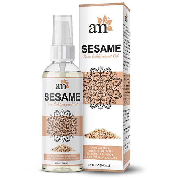 AromaMusk USDA Organic 100% Pure Cold Pressed Extra Virgin Sesame Oil For Hair and Skin 100 ml