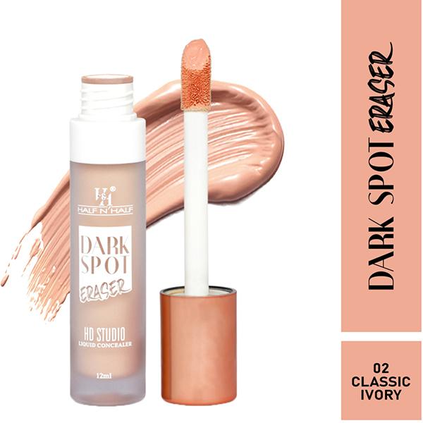 Half N Half Dark Sport Eraser Hd Liquid Concealer Creamy Texture High Coverage Light Weight Concealer for Face Makeup 02 12 ml - Concealer