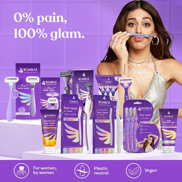 Bombae Glamup Beauty Razor, Reusable and Painless Face Razor 3's - Face & Eyebrow Razors