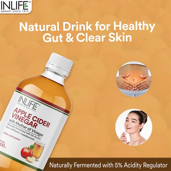 INLIFE Apple Cider Vinegar with Mother Vinegar 500 ml - Apple Cider Vinegar - Acv