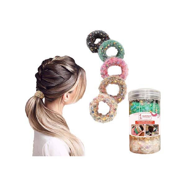 Netmeds | Majestique Soft Stretchable Hair Rubber Band Hair Ties Ponytail Holder Hair Scrunchies Head Band - Multicolor 5's