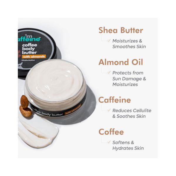 mCaffeine Coffee & Almond Body Butter with Shea Butter Deeply Moisturizes & Nourishes Dry Skin 100 gm - Body Butter