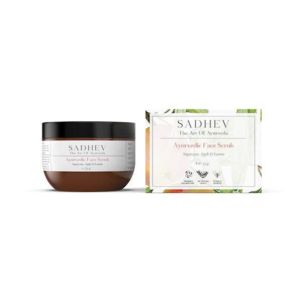 Sadhev Ayurvedic Face Scrub with Sugarcane, Apple, and Lemon 75 gm - Scrubs & Exfoliants