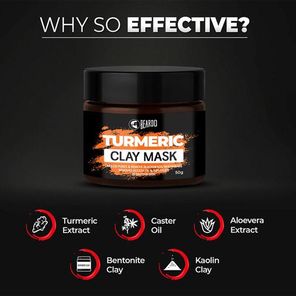 Beardo Face Mask - Turmeric Clay 50 gm - Masks & Peels