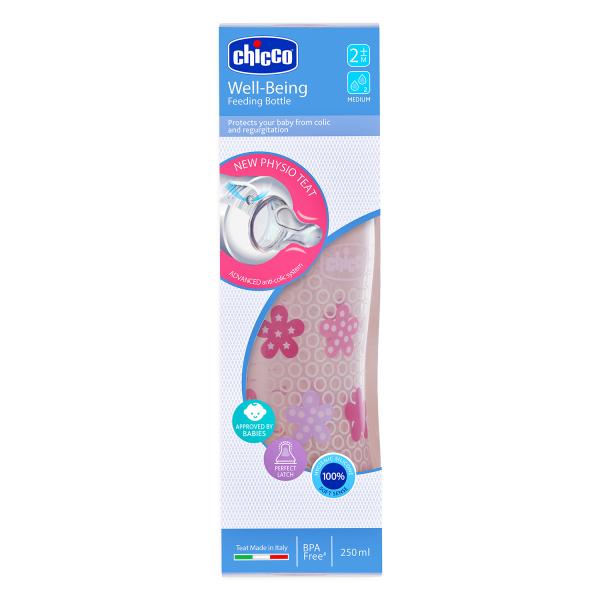 Netmeds | Chicco Wellbeing Feeding Bottle - Pink 250 ml