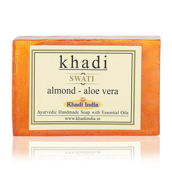 Khadi Swati Ayurvedic Handmade Soap - Almond & Aloe Vera 125 gm - Soaps