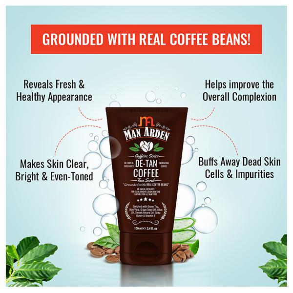 Man Arden Caffeine Series Face Scrub - De-Tan Coffee 100 gm - Face Scrubs