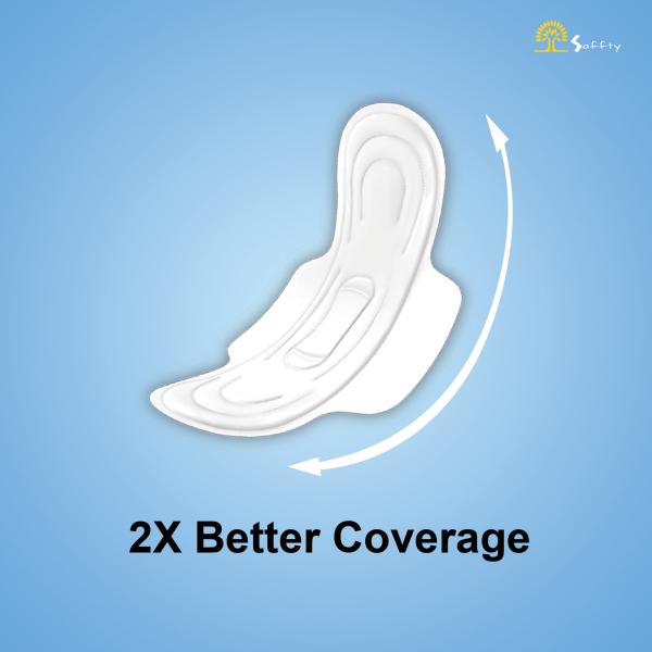 Saffty Cotton Soft Tri Fold Sanitary Pads 320 MM with Dry Cover and Wings (XXL) 20's - Sanitary Napkins