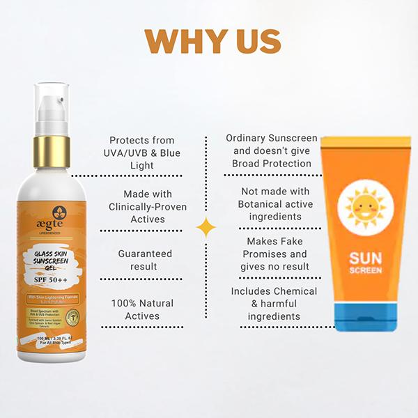 Aegte Glass Skin Broad Spectrum Sunscreen Gel SPF50++ 100 ml - Body Sunscreen