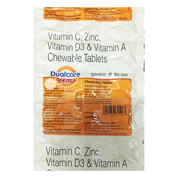 DUALCARE CZ PLUS ORANGE FLAVOUR Chewable Tablet 15's