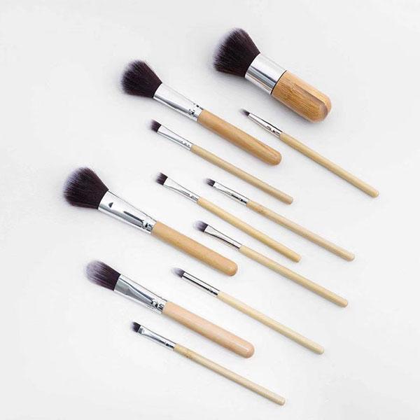 Bronson Professional Super Soft bristles HD finish Bamboo 11 pc makeup brush set with pouch 1's - Face Brush
