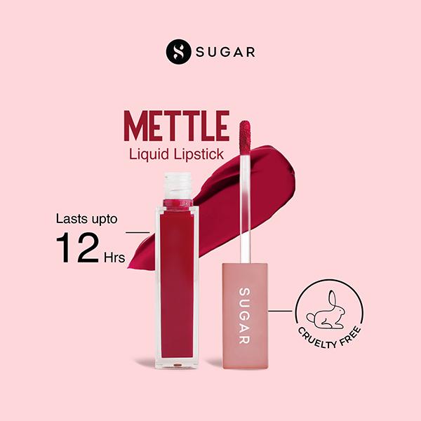 SUGAR Cosmetics Mettle Liquid Lipstick - 10 Mimosa (Deep pinkish red with blue undertone) 7 ML - Liquid Lipsticks