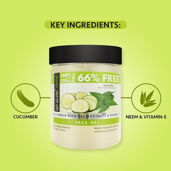 Berina Go Glow By Berina Cucumber with Olive Oil & Vitamin E Face Gel 500 ml - Face Gels