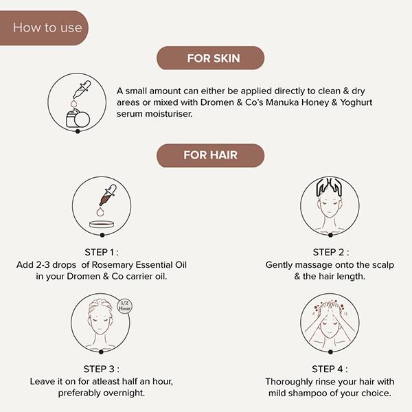 Dromen and Co Rosemary Essential Oil for Skin and Hair 100% Pure and Natural 30 ml - Hair Oils