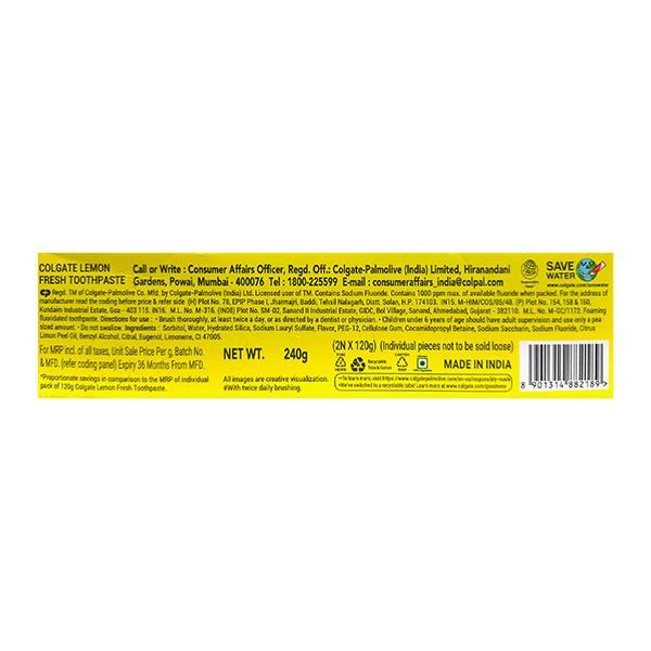 Colgate Lemon Fresh Gel ToothPaste (Pack Of 2 X 120 g) - Toothpaste