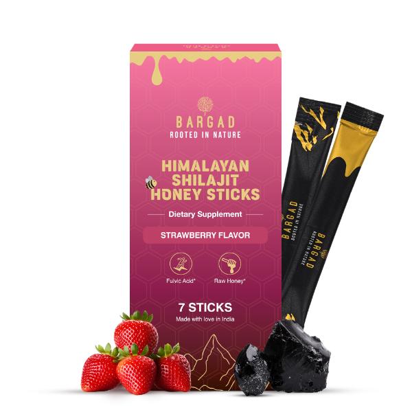 Netmeds | Bargad Himalayan Shilajit Honey Sticks - Strawberry Flavour 7's