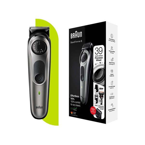 Netmeds | Braun Beard Trimmer 5, BT5360, Beard Trimmer for Men from Gillette, Hair Clipper, Lifetime Sharp Blades, 39 Length Settings Space Grey 450 gm