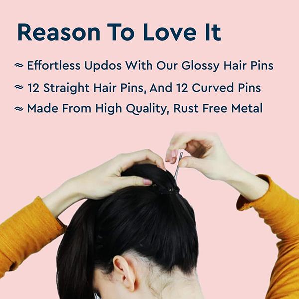 GUBB Curved Hair Pins - 24 Pieces 20 gm - Hair Clips/Bands