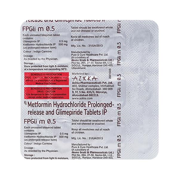 FPGLI M 0.5 Tablet 15's - Diabetes-Ant