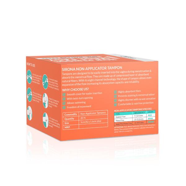 Sirona Non-applicator Tampon - Super + Heavy Flow 20's - Tampons