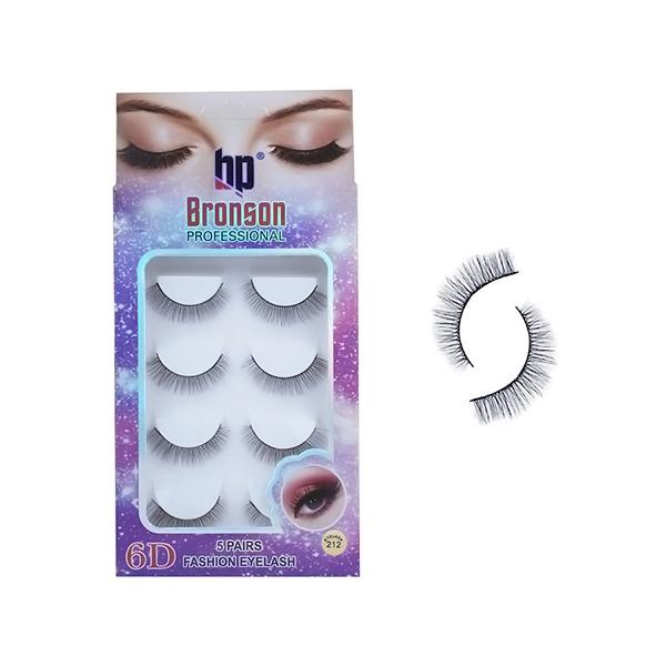 Bronson Professional False Eyelashes Set of 5 Pair 6D Long and Natural 212 Fake False Lashes 1's - Eyelashes